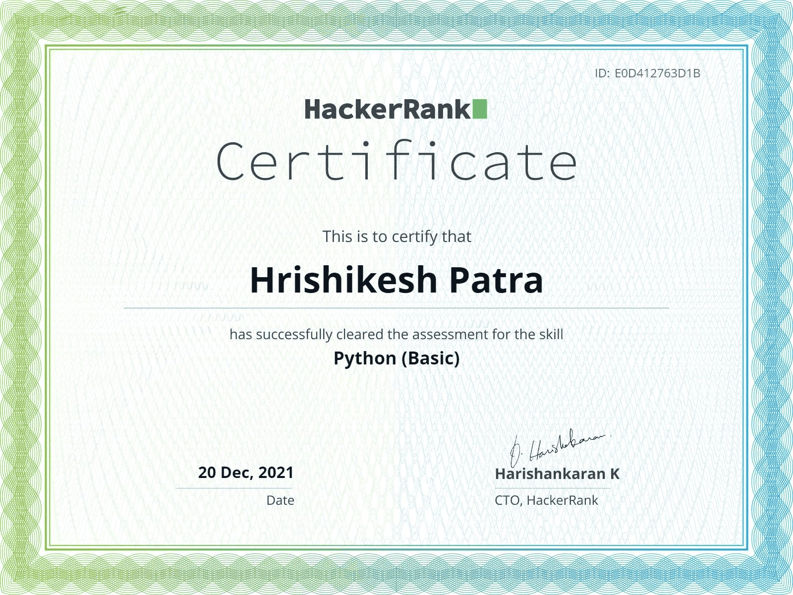 HackerRank Python certification - Hrishikesh Patra